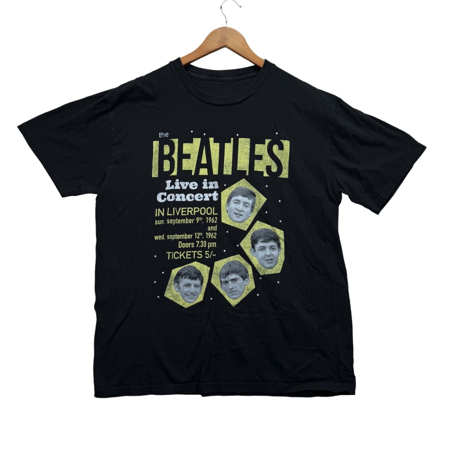 The Beatles Live In Concert Liverpool 1962 Tickets Black Classic Rock T Shirt Xl